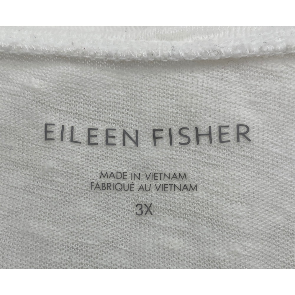 Eileen Fisher Womens 3X White 100% Organic Linen Scoop Neck Tank Top Sleeveless